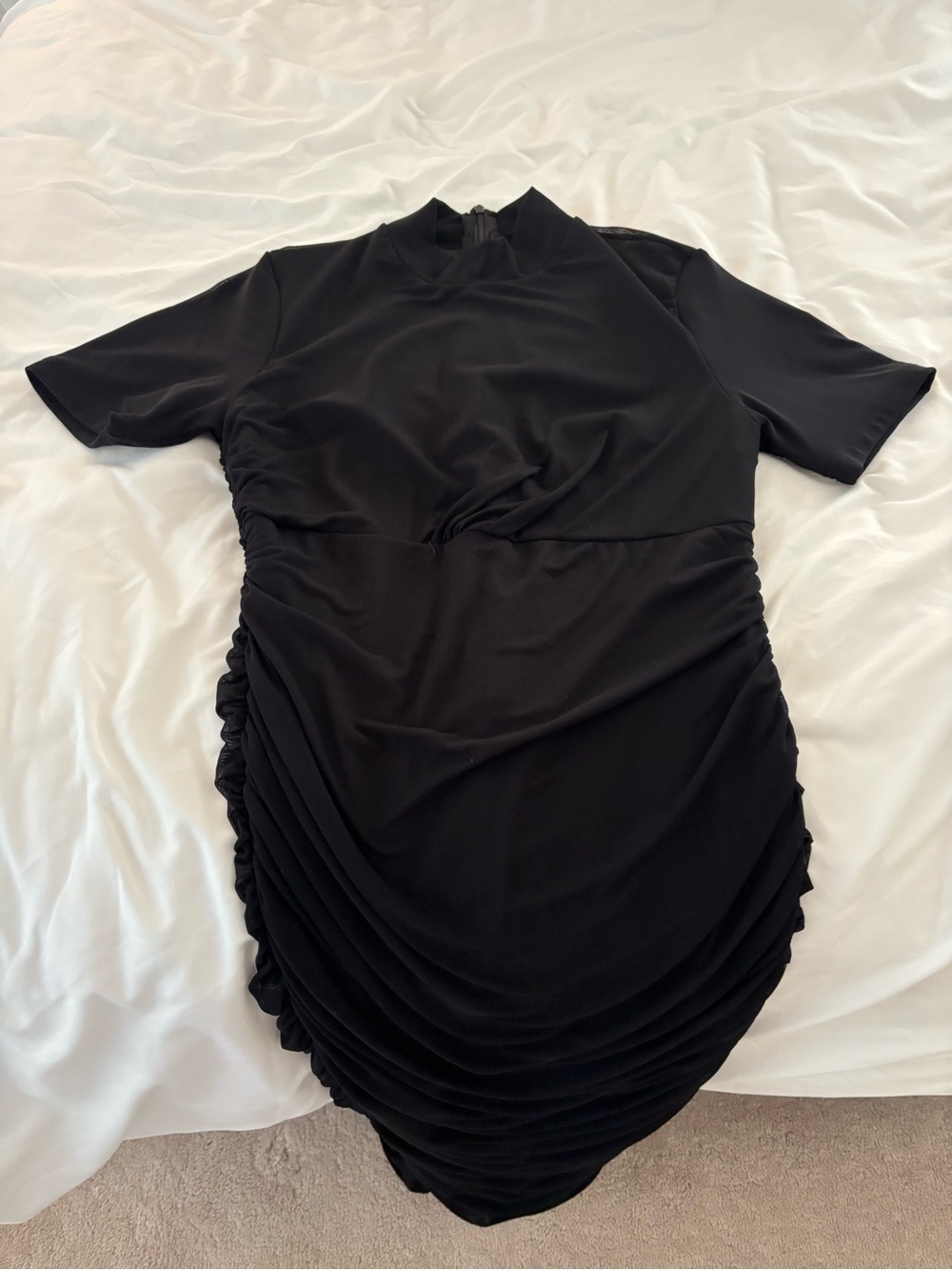 Source Unknown Black Ruched Midi Dress